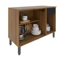 Ver imagem 6 de Balcão 120cm 3 Portas Thalita Yescasa Marrom/Nogal Manchester/Preto