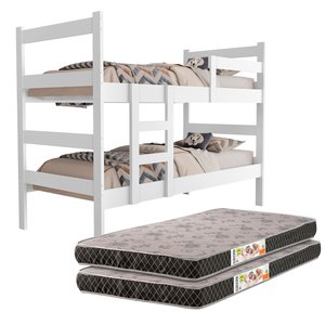 Beliche Solteiro Veneza Mdf Quarto com 2 Colchão Incluso D20:branca Mdf