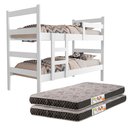 Ver imagem 1 de Beliche Solteiro Veneza Mdf Quarto com 2 Colchão Incluso D20:branca Mdf