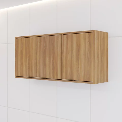 Armário Aéreo para Cozinha 3 Portas 120cm Thalita Yescasa Marrom/Nogal Manchester