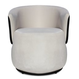 Poltrona Orgânica Decorativa Lara Veludo Bege/pu Preto - Montanaris Decor Md Montanaris Decor - 2