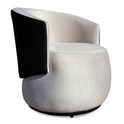 Poltrona Orgânica Decorativa Lara Veludo Bege/pu Preto - Montanaris Decor Md Montanaris Decor - 1