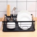 Ver imagem 2 de Escorredor de Louças de Metal e Madeira com Bandeja 43x32cm - Preto