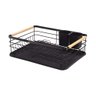 Escorredor de Louças de Metal e Madeira com Bandeja 43x32cm - Preto - 1