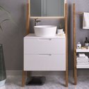 Ver imagem 1 de Gabinete 2 Gavetas Moderno Artemobili Branco/Garapa