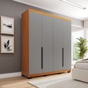 Ver imagem 1 de Guarda-Roupa Casal 4 Portas Bater Madrid Cinza/Freijó
