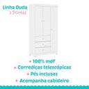Ver imagem 7 de Berço Americano Lara e Guarda Roupa Duda 3 Portas Branco Brilho com Colchão Ortobom – Phoenix Baby