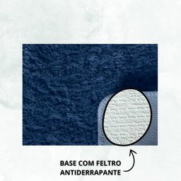Kit 3 Peças Banheiro Tapete Classic Azul Marinho - 5