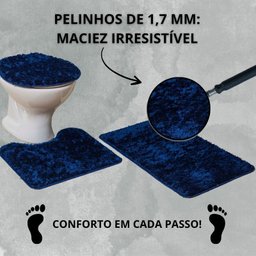 Kit 3 Peças Banheiro Tapete Classic Azul Marinho - 6
