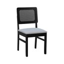 Ver imagem 3 de Kit 2 Cadeiras Madeira Maciça Lyon Encosto Telinha - Preto Assento Estofado Linho Bege Mescla Imperm