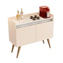 Ver imagem 1 de Aparador Buffet Gold Marmorizado 2 Portas Pés Madeira Maciça Off White/marmore Branco