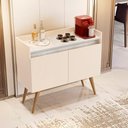 Ver imagem 2 de Aparador Buffet Gold Marmorizado 2 Portas Pés Madeira Maciça Off White/marmore Branco