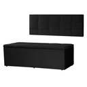 Ver imagem 1 de Kit Cabeceira Painel e Calçadeira Baú Casal 1,40m Roma Suede Preto Sky Mobile