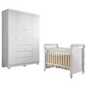 Ver imagem 1 de Berço Americano Mirelle com Guarda Roupa 4 Portas Duda Branco Brilho – Phoenix Baby