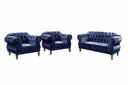 Ver imagem 1 de Kit Namoradeira Duquesa Chesterfield 2 Lugares + 2 Poltronas Decoração Sala Recepção - Suede Azul Ma