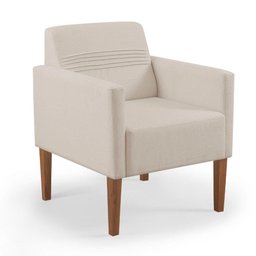 Poltrona Aila Linho Nude e Pés em Madeira - 1 Poltrona Aila Linho Nude e Pés em Madeira - 1