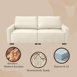 Sofá 3 Lugares Moderno Contemporâneo Sala Recepção Suede:preto - 4 Sofá 3 Lugares Moderno Contemporâneo Sala Recepção Suede:preto - 4