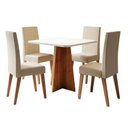 Ver imagem 1 de Conjunto Sala de Jantar Mesa Quadrada 0,90m Moove 4 Cadeiras Linho Milano Viero Madeirado / Creme