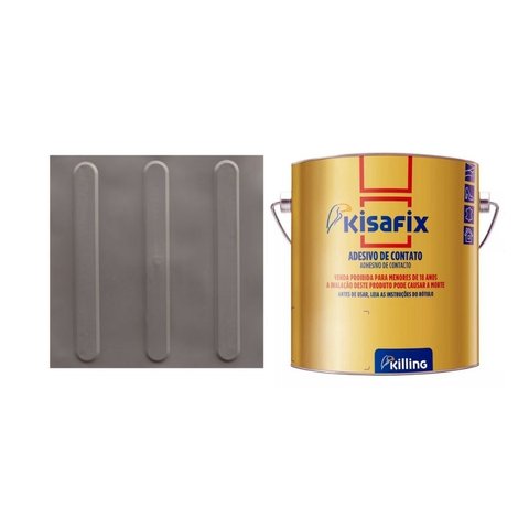 10 Pisos Tátil Direcional Cinza Pvc 25x25 + 1 Cola 750g