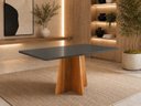 Ver imagem 1 de Mesa de Jantar 6 Lugares Retangular com Vidro Aires Mel e Grafite