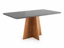 Ver imagem 2 de Mesa de Jantar 6 Lugares Retangular com Vidro Aires Mel e Grafite