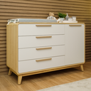 Ver imagem 1 de Cômoda Infantil para Quarto de Bebê 4 Gavetas e 1 Porta Linha Evolutiva Quater Branco com Carvalho