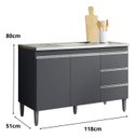 Ver imagem 2 de Balcão Armário Multiuso Andreia S/tampo 120cm 3 Gavetas