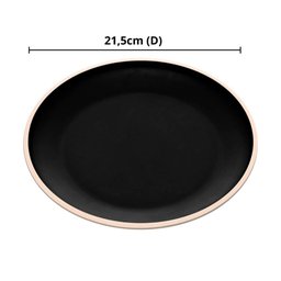 Jogo 6 Pratos de Sobremesa 21,5cm de Melamina Class Preto Raso Lanches Bolos Tortas Wolff - 5