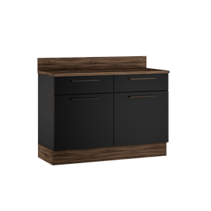 Balcão Exclusive em Aço 120cm para Cozinha Itatiaia com 2 Portas e 2 Gavetas:grafite/preto