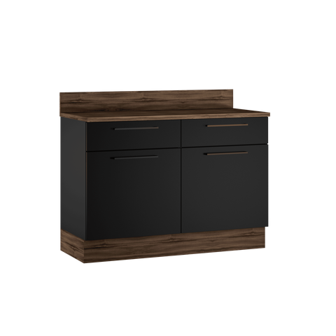 Balcão Exclusive em Aço 120cm para Cozinha Itatiaia com 2 Portas e 2 Gavetas:grafite/preto