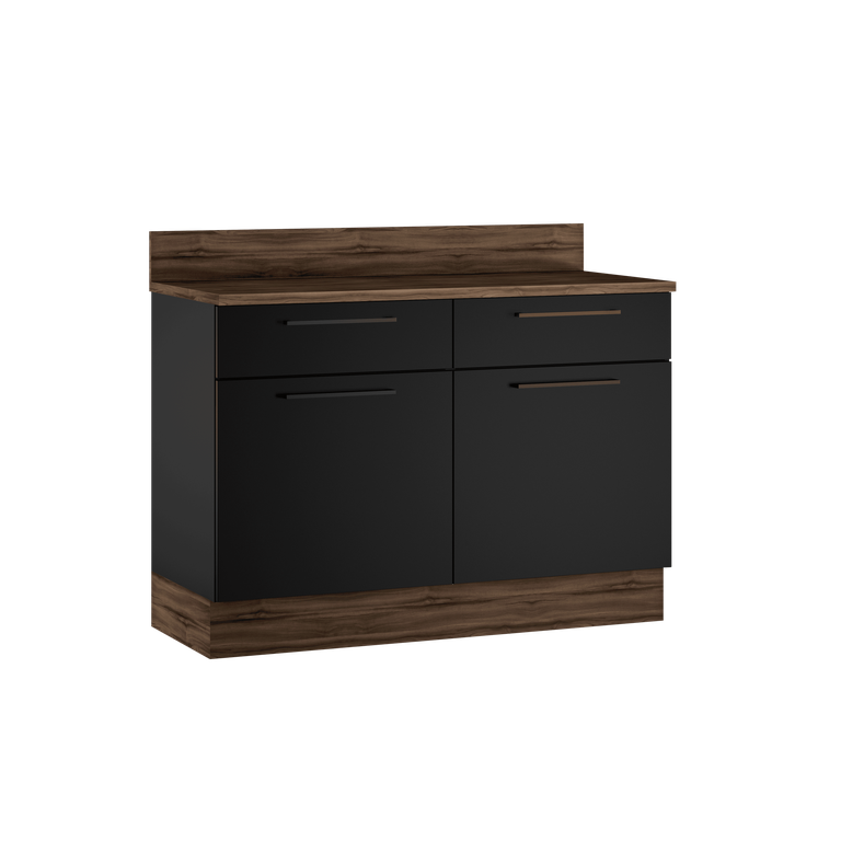 Balcão Exclusive em Aço 120cm para Cozinha Itatiaia com 2 Portas e 2 Gavetas:grafite/preto