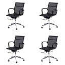 Ver imagem 1 de Kit 4 Cadeiras Escritorio Diretor Esteirinha Tela Mesh 3303 Preto