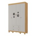Ver imagem 2 de Guarda-roupa Infantil 122cm com Vidro 4 Portas e 2 Gavetas Suspiro Multimóveis Mp4458 Madeirado/off