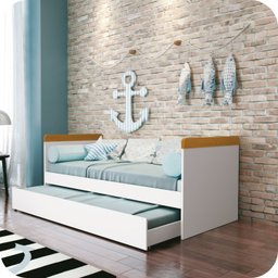 Cama Babá com Cama Auxiliar Nuth:branco/savana - 2
