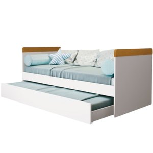 Cama Babá com Cama Auxiliar Nuth:branco/savana