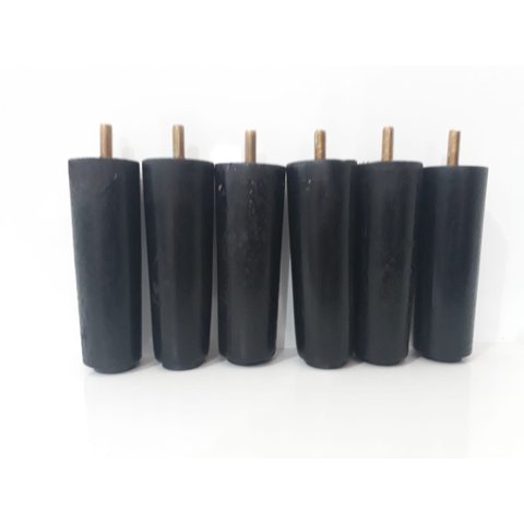 Kit Pés para Cama Box Madeira Eucalipto com 6 Unidades Preto com Altura de 12 Cm