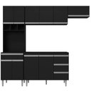 Ver imagem 1 de Cozinha Compacta Kimberly com Balcão 2 Portas C/ Tampo + Armário Aéreo Geladeira Preto