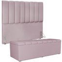 Ver imagem 1 de Kit Cabeceira Cama Box Casal 140cm com Calçadeira Recamier Baú Dália W01 Suede Rosê - Lyam