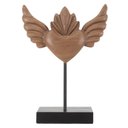 Ver imagem 1 de Escultura Coração Alado Madeira 28,5x20x8cm Bege Flor Arte Flor e Arte