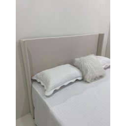 Cabeceira Estofada com Encaixe Perfeito em Sua Cama de Casal 140x120cm na Cor Cru Tecido em Linho - 2
