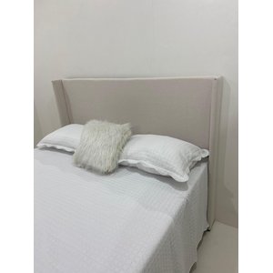 Cabeceira Estofada com Encaixe Perfeito em Sua Cama de Casal 140x120cm na Cor Cru Tecido em Linho