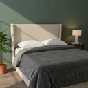Ver imagem 1 de Cabeceira Estofada com Encaixe Perfeito em Sua Cama de Casal 140x120cm na Cor Cru Tecido em Linho