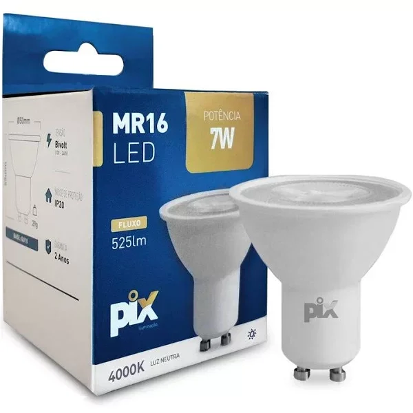 Kit Spot Semi Embutido MR16 Quadrado Preto Com Lâmpada 4000k - 2