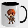 Caneca Branca com Interna Preta Y5 Menino Espada Rpg Desenho Fofo - 1