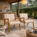 Ver imagem 1 de Kit 2 Poltronas Haley Moderna Decorativa Estofada Corino Sala Estar Quarto Escritório Recepção:bege