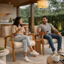 Ver imagem 3 de Kit 2 Poltronas Haley Moderna Decorativa Estofada Corino Sala Estar Quarto Escritório Recepção:bege