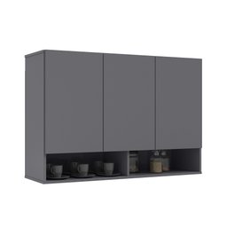 Armário para Quarto Milão Suspenso 3 Portas - Ej Móveis - Cinza - 2
