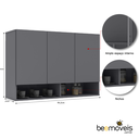 Ver imagem 4 de Armário para Quarto Milão Suspenso 3 Portas - Ej Móveis - Cinza