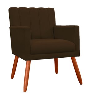 Poltrona Decorativa Cecília Suede Cores Variadas - DS Estofados - Marrom