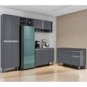 Ver imagem 2 de Cozinha Compacta Vanessa e Balcão Gabinete com Tampo Tatiane 120cm Cinza - Ajl Móveis